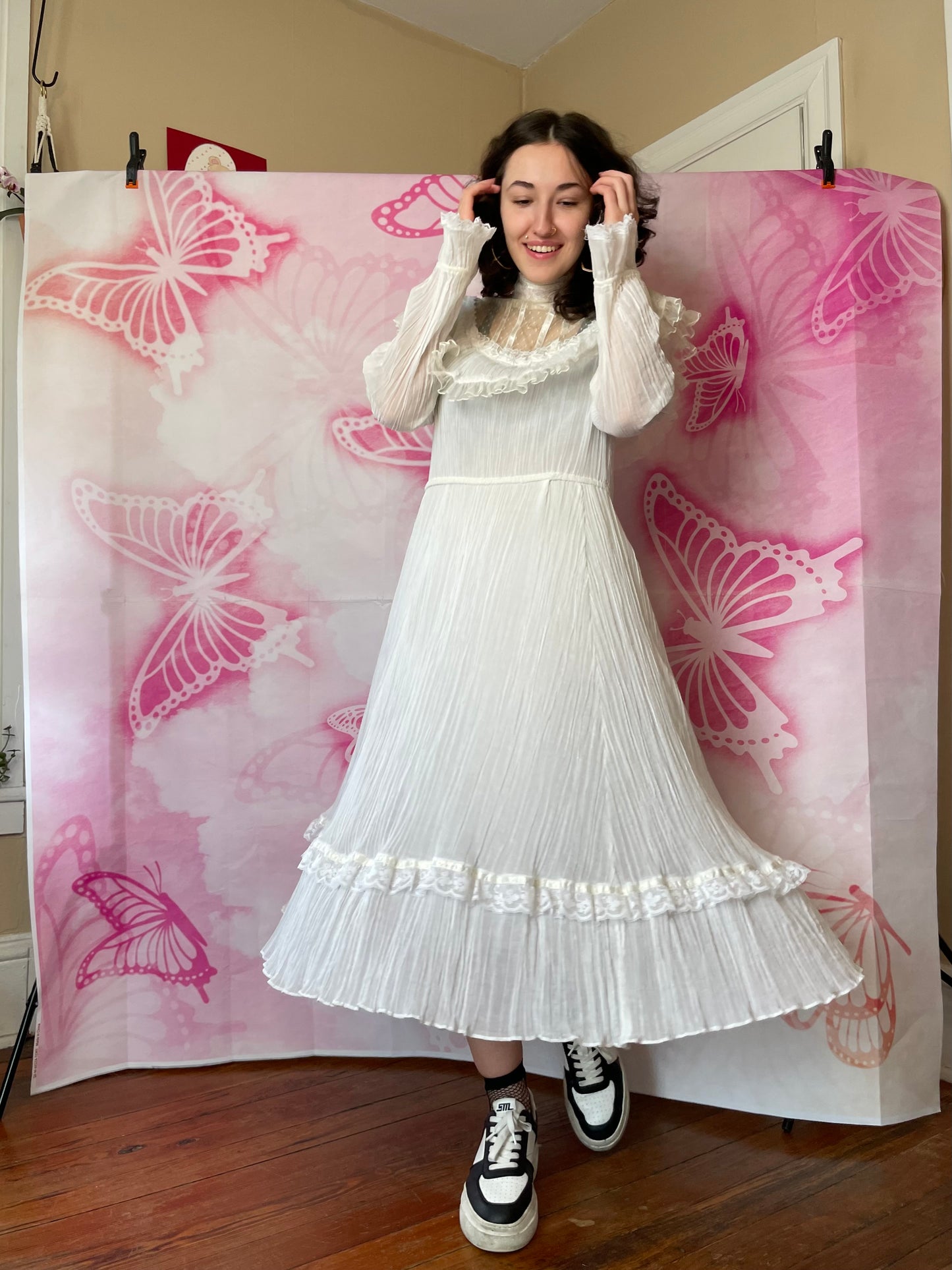 70s Gunne Sax by Jessica Cotton Gauze Peasant Dress