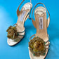 Y2K Jimmy Choo Gold Rose Strappy Heels New In Box