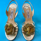 Y2K Jimmy Choo Gold Rose Strappy Heels New In Box