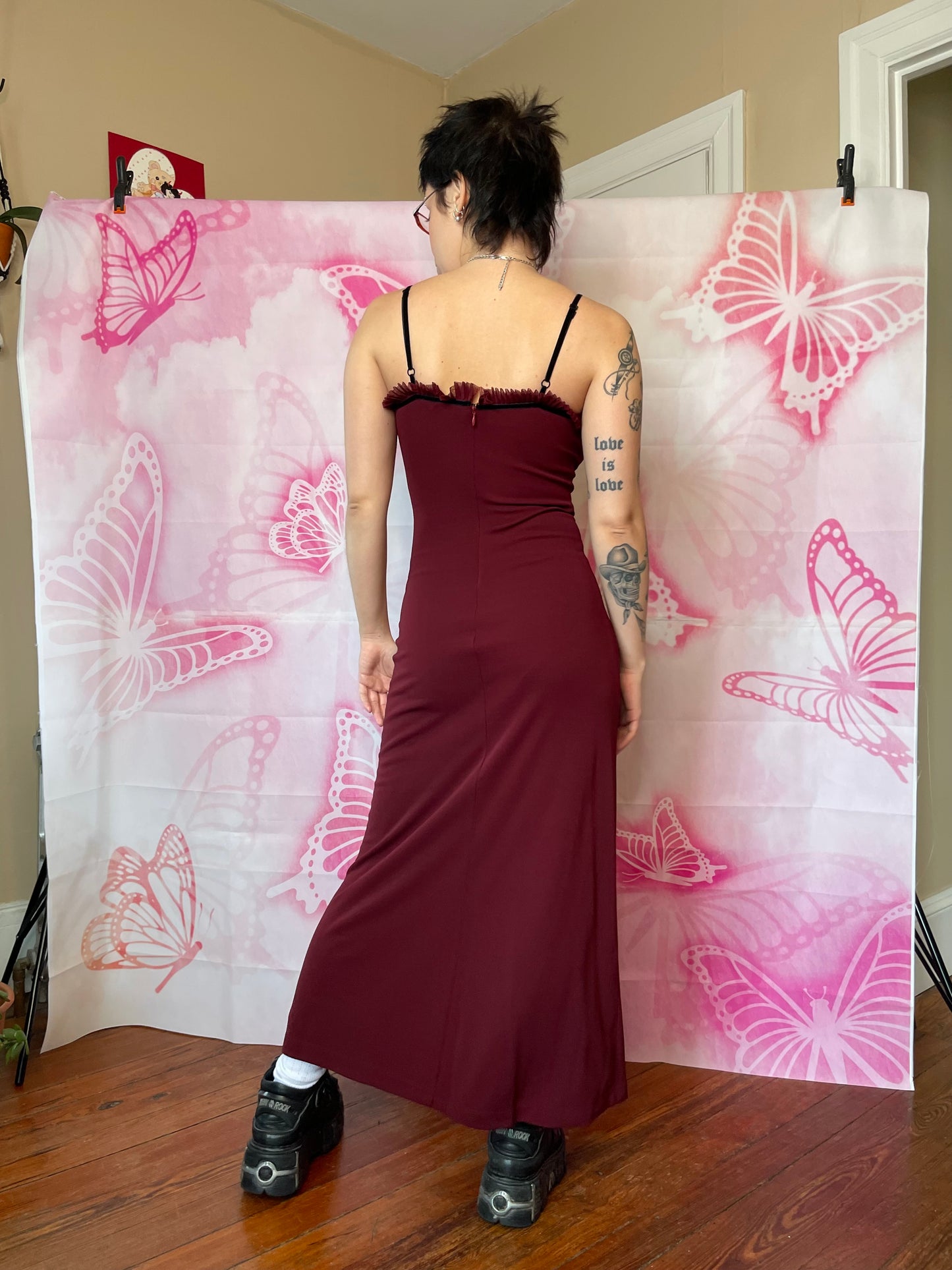 00s Betsey Johnson Gothic Sweetheart Maxi Dress