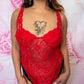 90s Red Lace French Cut Teddy