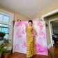 00s Betsey Johnson Milkmaid Mustard Floral Maxi Dress