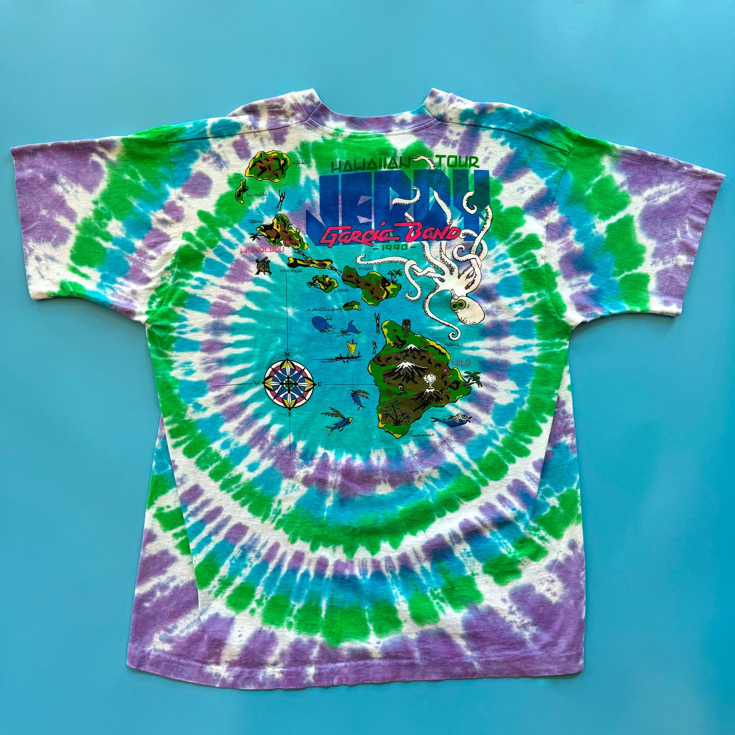 1990 Jerry Garcia Hawaiian Tour Tie Dye Deadstock T Shirt