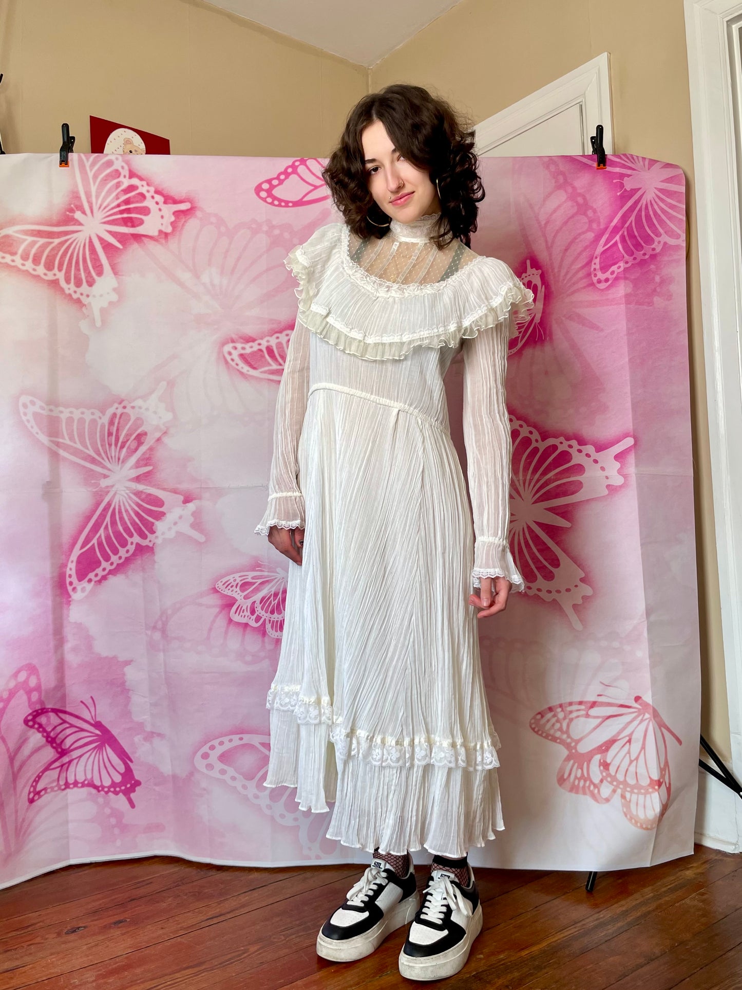 70s Gunne Sax by Jessica Cotton Gauze Peasant Dress