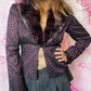 90s Bebe Brocade Blazer with Detachable Faux Fur Lapel