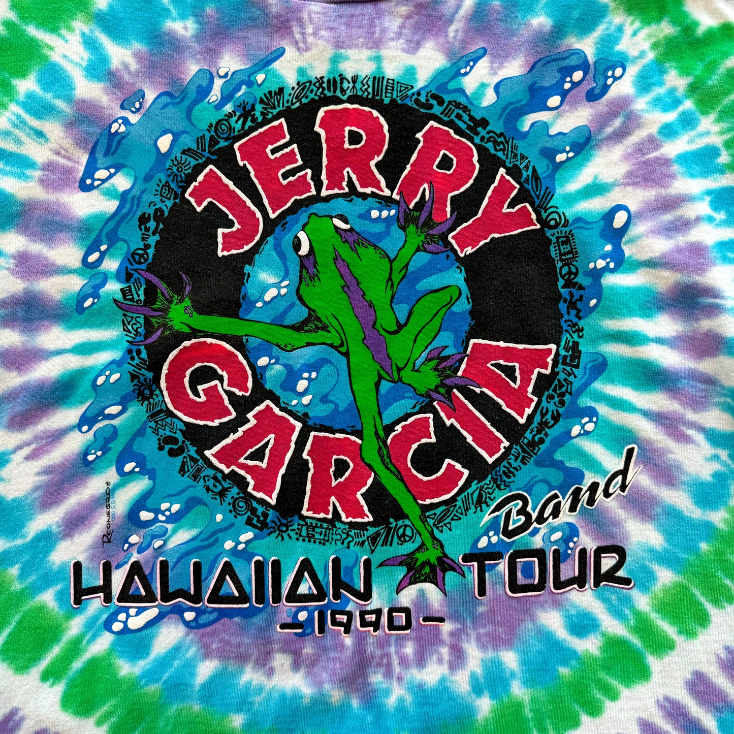 1990 Jerry Garcia Hawaiian Tour Tie Dye Deadstock T Shirt