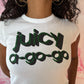 Y2K Juicy Couture Pam & Gela Era “Juicy-A-Go-Go” Glitter Baby Tee