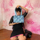 00s Betsey Johnson Mesh Rosette Purse ~ Blue