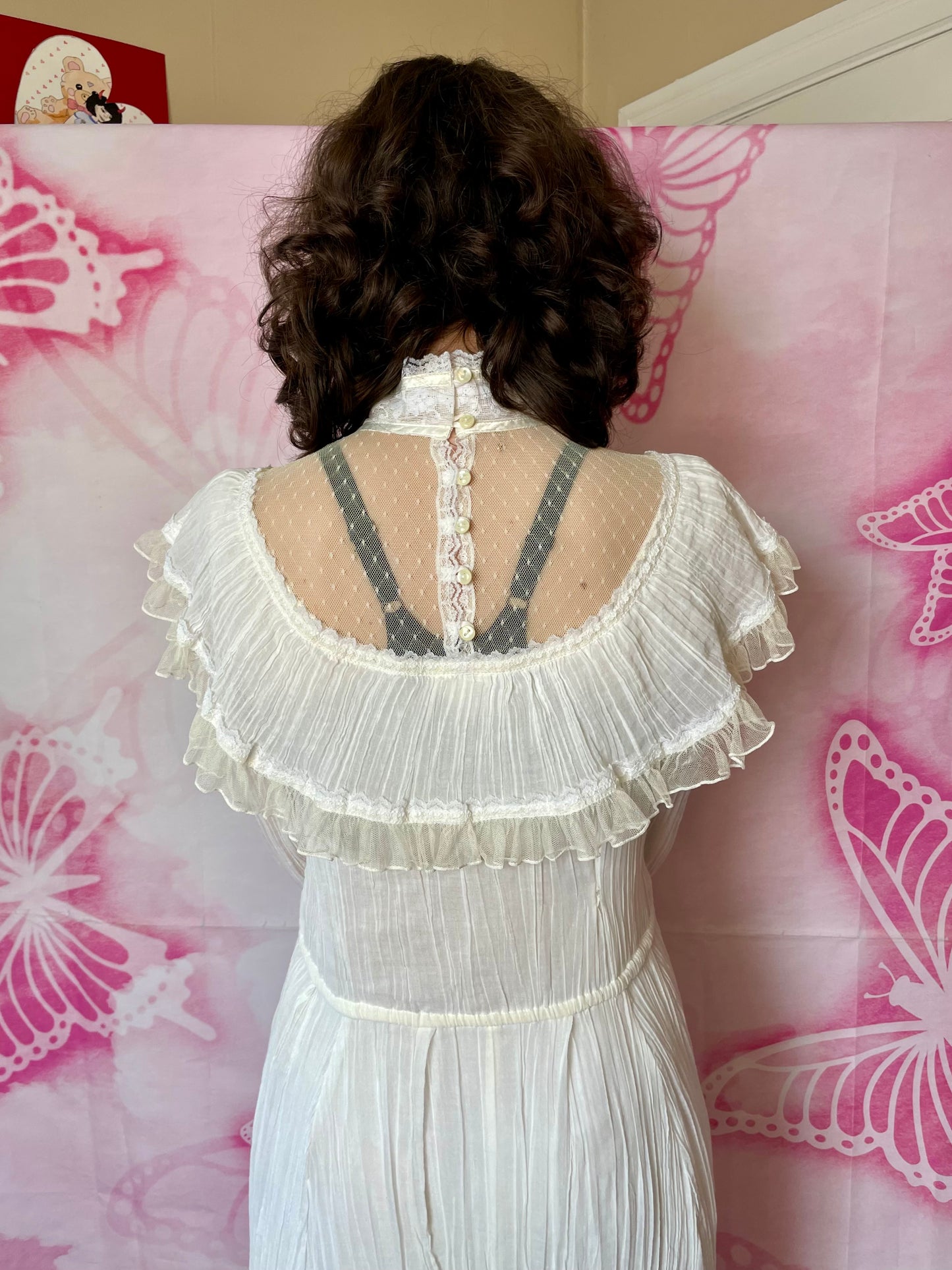 70s Gunne Sax by Jessica Cotton Gauze Peasant Dress