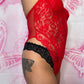 90s Red Lace French Cut Teddy