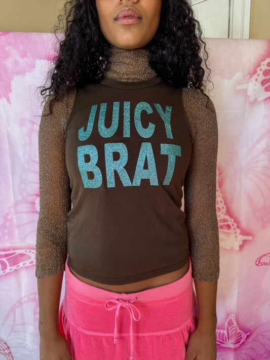 Y2K Juicy Couture Pam & Gela Era “Juicy Brat” Glitter Sleeveless Tee