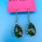 Y2K Betsey Johnson Leopard Crystal Dangle Earrings