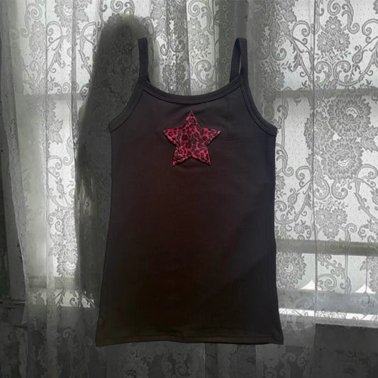 Cleo Violet Red Leopard Print Star Tank