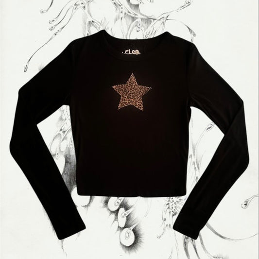 Cleo Violet Leopard Print Star Long Sleeve Tee