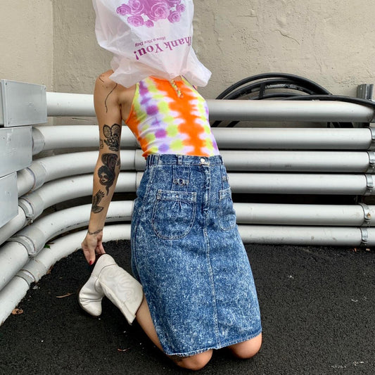 80s Acid Wash Pencil Skirt