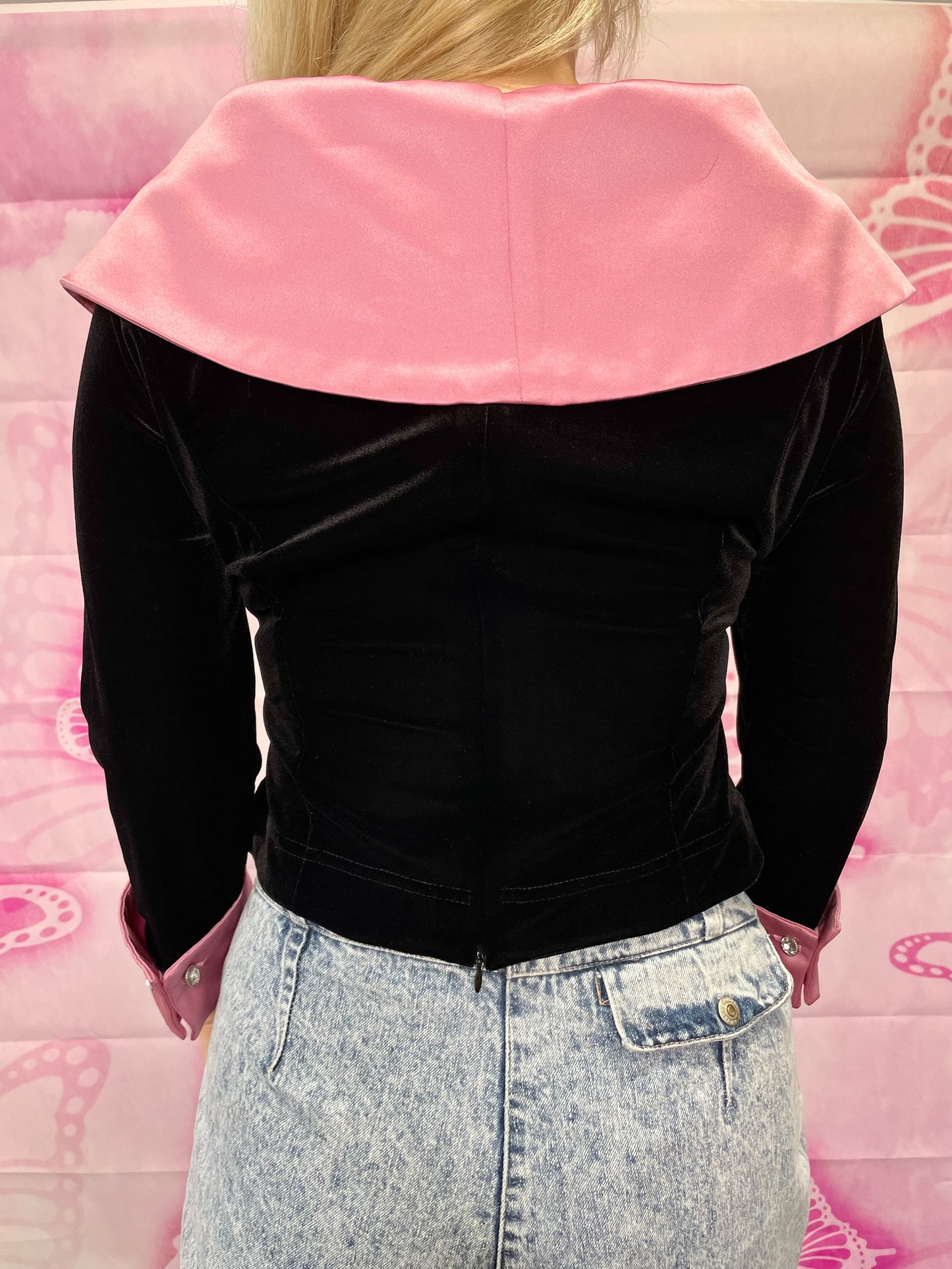 90s Velvet Avant-Garde Pretty in Pink Top