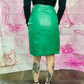 90s Emerald Leather Pencil Skirt