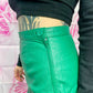 90s Emerald Leather Pencil Skirt