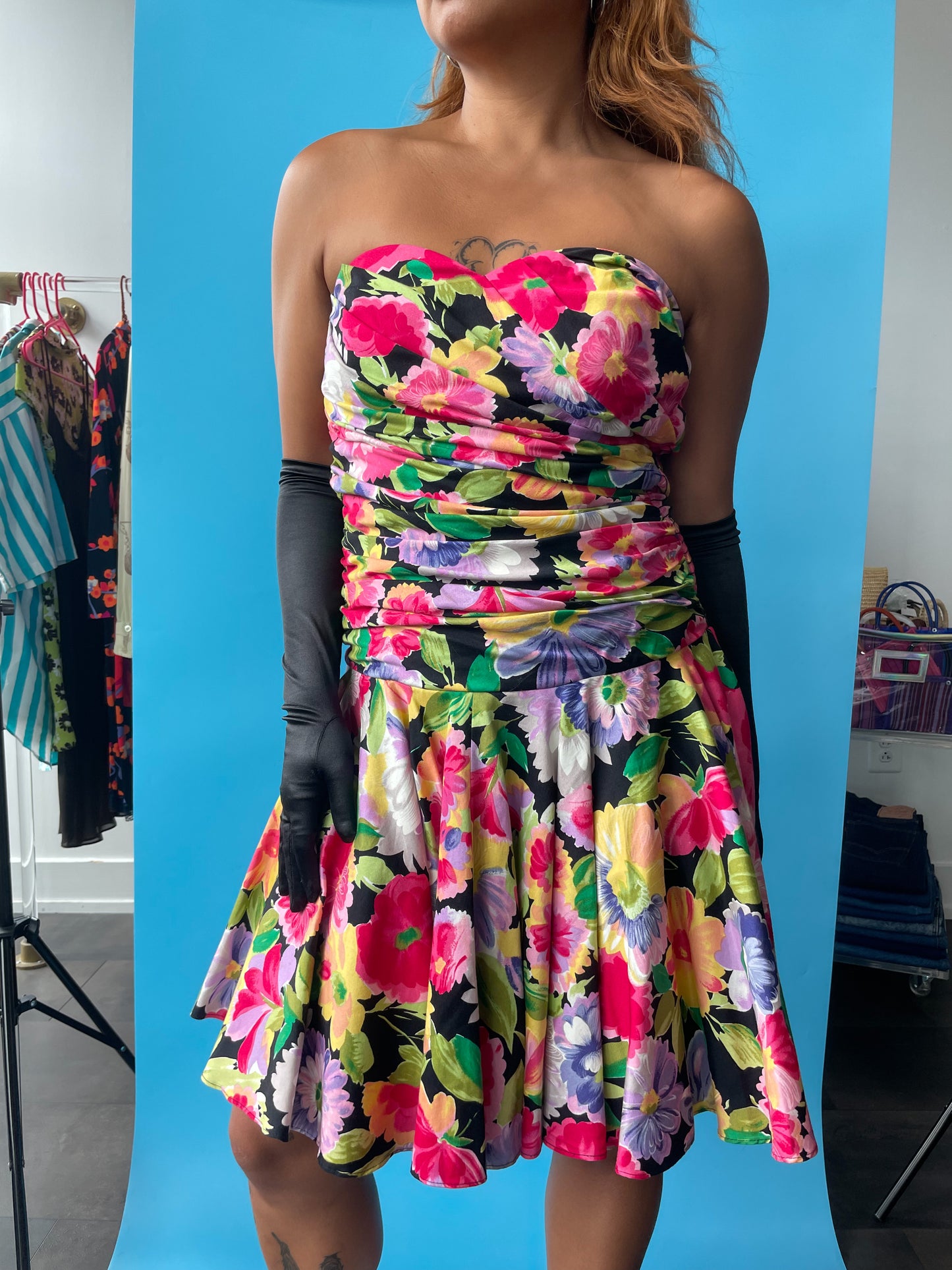 80s Sweetheart Neck Party Dress