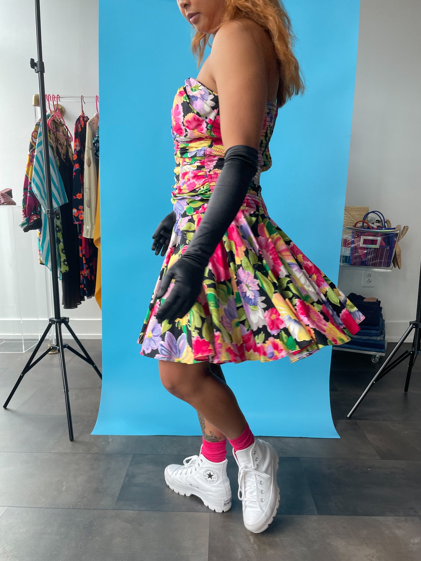 80s Sweetheart Neck Party Dress