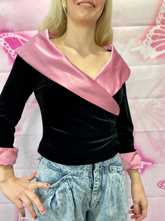 90s Velvet Avant-Garde Pretty in Pink Top