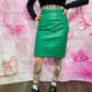 90s Emerald Leather Pencil Skirt