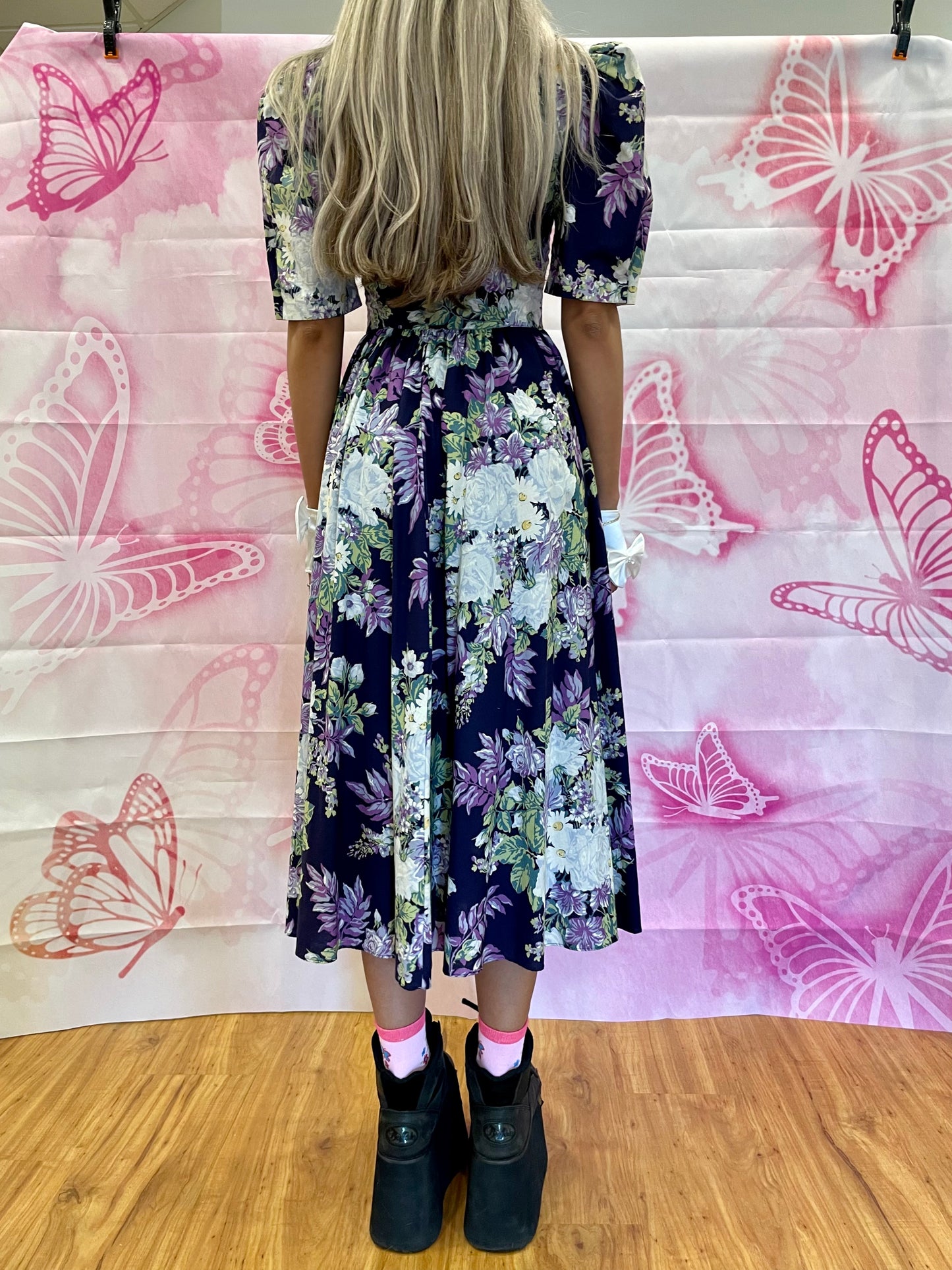 80s Floral Sweetheart Dress